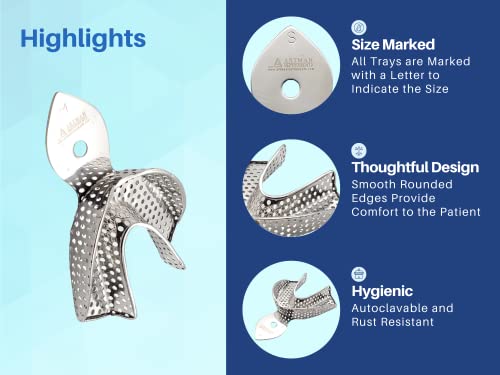 ARTMAN INSTRUMENTS Dental Impression Trays - Set of 10 Perforated Stainless Steel Trays (XS, S, M, L, XL) - Durable, Rounded Margins, Easy-to-Clean for Dentures, Orthodontics, and Dental Impressions - Imagem 6