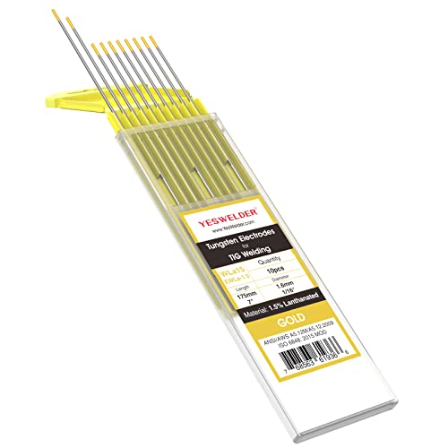 Image of YESWELDER TIG Welding Tungsten Electrode 1.5% Lanthanated | 10-pk 1 /16 inchx7 inch Gold WL15 /EWLa-1.5