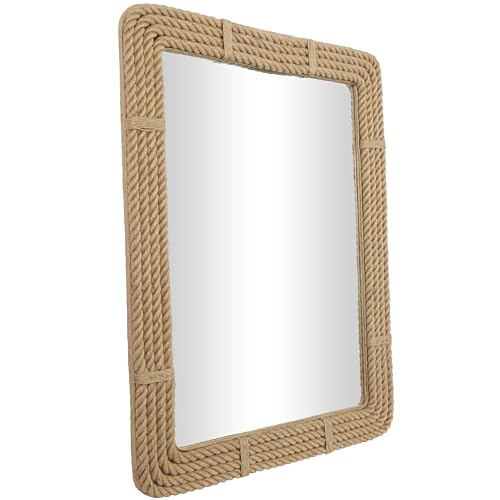 Deco 79 084313 Jute Rope Handmade Room Wall Mirror Rope Entryway Mirror, Wall Mounted Mirror 36 Inch X 2 Inch X 48" thumb #3