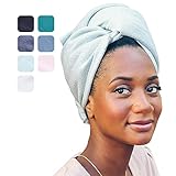 AQUIS - Original Hair Towel, Ultra Absorbent & Fast Drying Microfiber Towel for Fine & Delicate Hair, Sea Glass, Regular (19 x 39 Inches)