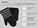 Cuisinart Neoprene Oven Mitts and Potholder Set -Heat Resistant Oven Gloves to Protect Hands and Surfaces with Non-Slip Grip, Hanging Loop-Ideal for Handling Hot Cookware Items, Twill Stripe Jet Black