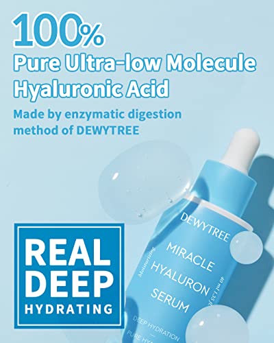 Dewytree Miracle Hyaluron Serum, Hyaluronic Acid Facial Serum With Peptides, Panthenol, And Ceramide For Lifting Effect, Anti-Aging & Repairing Skin Barrier, 1.35 Fl.oz. #TOP3