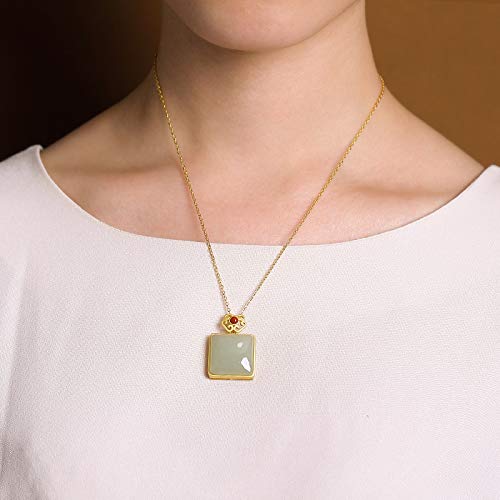 Saphir de Jade Hotan d'Exception | Collier en Argent 925 Doré