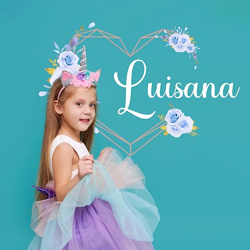 Vinilo Decorativo Personalizado Flor Azul con Letras para Pared miniatura 5