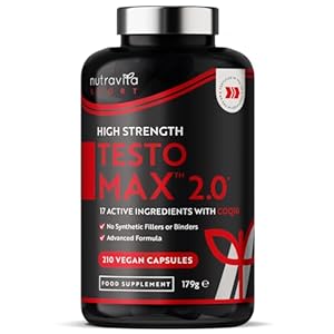 Test Booster for Men – 210 Vegan Capsules – 1450mg per Testosterone Supplement Serving – TESTOMAX™ 2.0 Contains 17 Active Ingredients Incl. Ashwagandha KSM 66®, CoQ10, Maca Root – Made by Nutravita