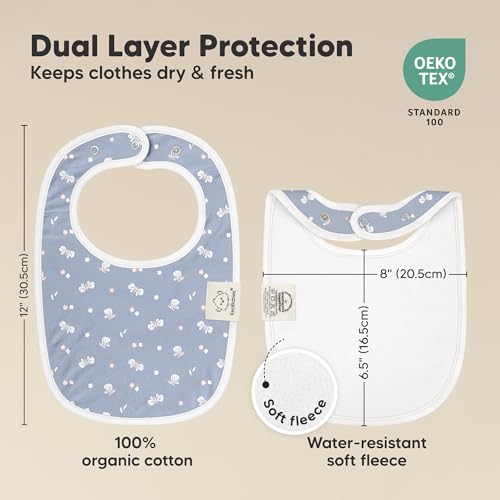 Image of 8-Pack Organic Baby Bibs for Boys, Girls - Soft Cotton Drooling and Teething Bibs for Baby Girl & Boy, Extra Absorbent, Easy to Clean & Put On for Toddler, Newborn, Infant 0-24 Months (Fleur)