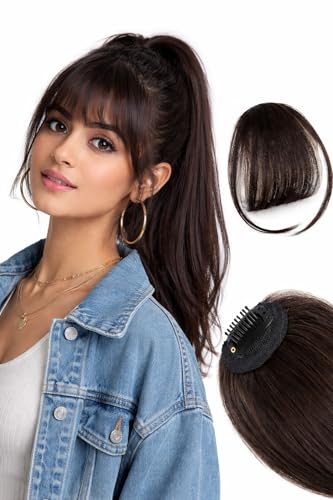 Image of Hair Bangs for Women Clip-In Bangs Hair Extensions for Women - Natural Looking Synthetic Fringe Bangs, Easy Clip Front Hair Bangs Extension, Lightweight Fake Bangs for Women