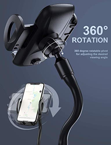 Car Cup Holder Phone Mount, Cup Phone Holder For Car 360° Adjustable Gooseneck Car Phone Holder For Cell Phone, Iphone,Samsung,Huawei,Lg, Sony, Nokia Gps And More, Black #TOP3