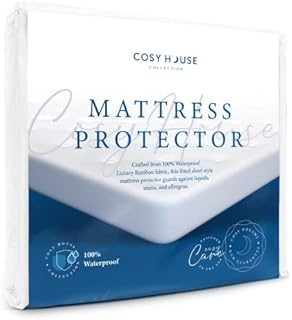 Cosy House Collection King Size Luxury Bamboo Mattress Protector - 100% Waterproof, & Vinyl Free - Stays Cool - Stain Protection - Premium Lightweight Breathable Noiseless Fitted Bed Cover (King)