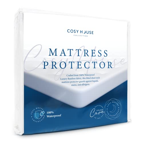 Cosy House Collection Protector de colchón de bambú de lujo tamaño King, protección contra las manchas, funda de cama ajustable ligera y transpirable sin ruido (King) Cover