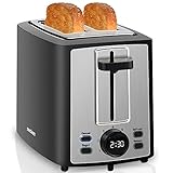 SEEDEEM Toaster 2 Slice, Bread Toaster with LCD Display, 7 Shade Settings, 1.４'' Variable Extra Wid