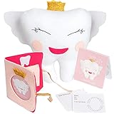 Hapinest Tooth Fairy Pillow Kit for Girls - Pillow with Back Pocket, Photo Keepsake Wallet Pouch, and Lost Teeth Certificate Booklet