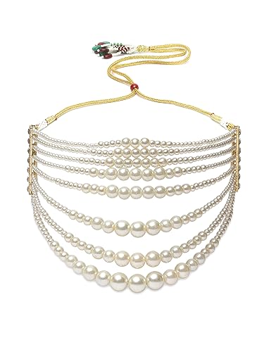 Image of Karatcart Pearl Multilayer Beaded Choker Necklace Set for Women
