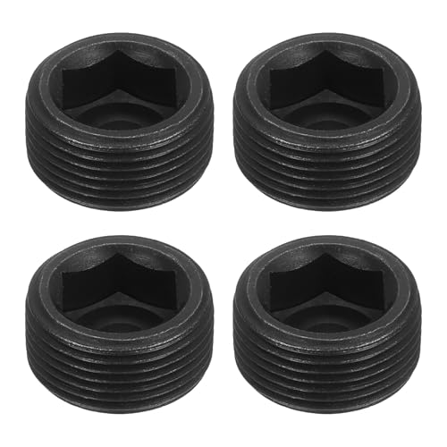 uxcell 4Pcs Male Thread Socket Pipe Plugs, M24-1.5x12mm Carbon Steel
