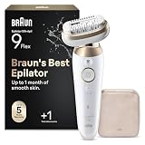 Braun Silk·épil 9 Flex, Epilator with 360° Flexible Head for Easy Hair Removal, Wet & Dry, Lasting Smooth Skin, Includes Shaver Head and Trimmer Comb, 9-030 3D, Gold