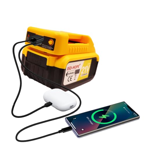 kfupius Dual-Port USB Charging Adapter (Type-C+USB), Compatible with “DW” 18/20V Batteries, Universal for Phones, Tablets, and Tools, Wall-Mountable/Portable (Battery Not Included)