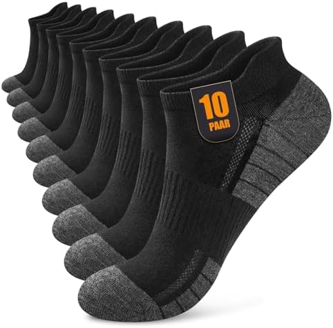 Effeet Sneaker Socken Herren Damen 10/20 Paar – Atmungsaktive Sportsocken | 80% Baumwolle, Atmungsaktiv, Schweißableitend, Langlebig, Fußunterstützung, OEKO-TEX 100, Ideal Für Allt
