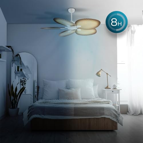 Cecotec Ventilateur de Plafond EnergySilence Aero 5200 Palm, Moteur DC 36W, Diamètre 132 cm, Télécommande, Minuteur, 6 Vitesses, Été/Hiver, Rotation des Pales, Hauteur Ajustable 15-25 cm, Silencieux