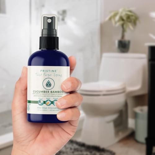 Image of PRISTINE Toilet Paper Spray, As Seen on Shark Tank, More Natural Personal Cleansing Wipes & Flushable Wet Wipes Alternative, Spray Toilet Paper to Create Flushable Wipe, Cucumber Bamboo, 4 fl oz