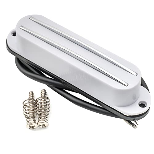 Musiclily Dual Hot Rail High Output Guitar Single Coil Size Humbucker Pickup For Fender Squier Strat, White #TOP5