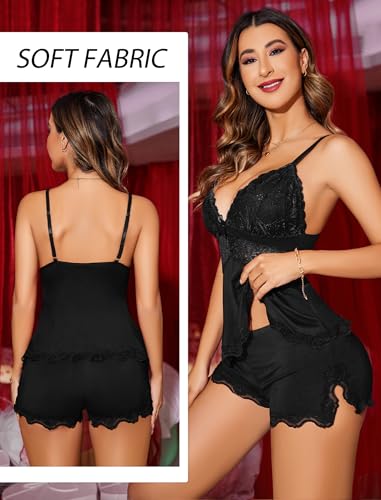 Image of Avidlove Womens Sweetness Cami Set Lace Camisole Lingerie Nightwear Sexy Pajamas Lounge Sets