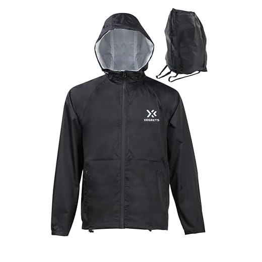XEGRETS Men's backpack jacket, waterproof lightweight raincoat, windbreaker for Running, Cycling, Hiking, Golf and Travel. BLACK, BLACK, XL