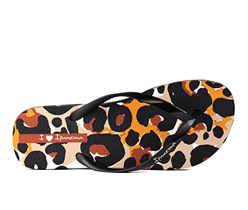 Ipanema Women's Animal Print Flip Flops - Comfortable & Trendy Summer Sandals With Animal Print, Anatomic Footbed & Non-Slip Sole, White/Black/Orange, 8 #TOP5