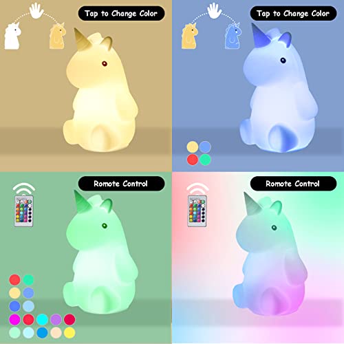Cusierymax Unicorn Night Light, 16 Colors Remote Control Night Light For Kids Girls Bedroom, Rechargeable And Dimmable Led Unicorn Lamp, Unicorns Gifts For Girls Room Decor #TOP3