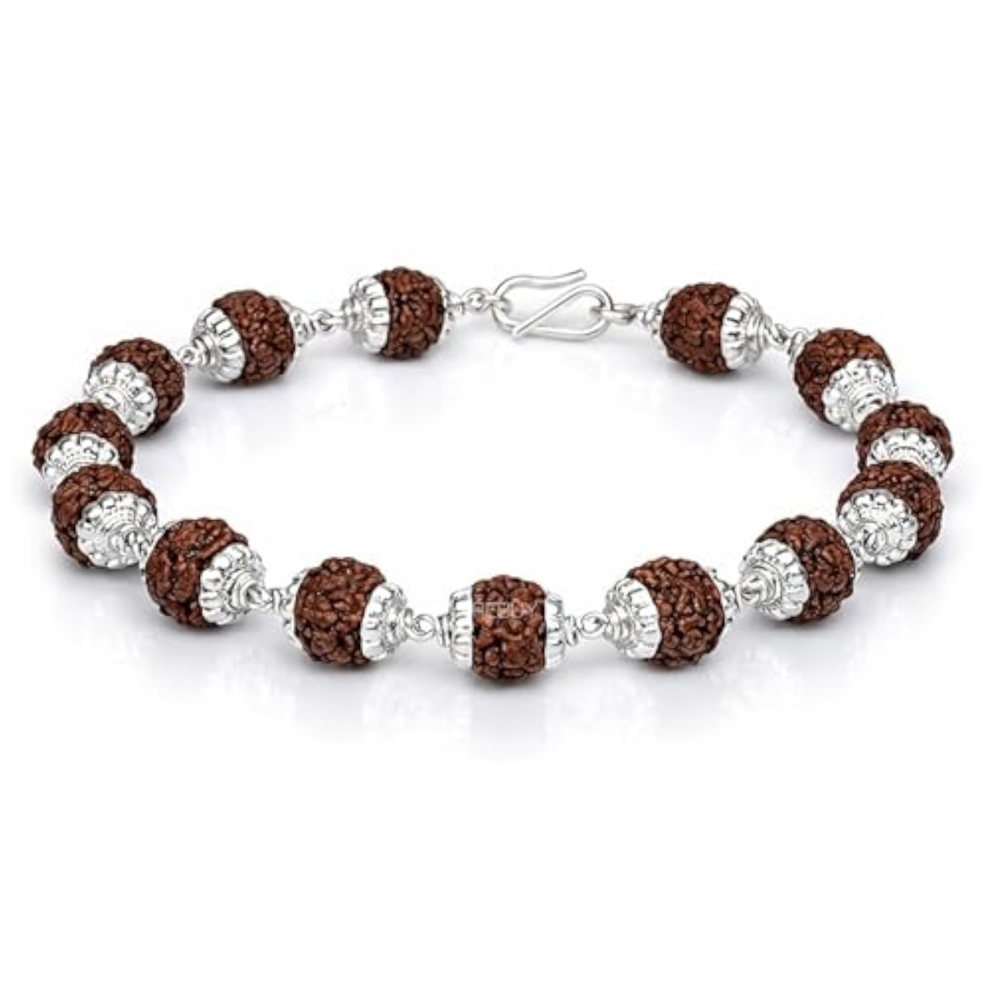 5 Mukhi Rudraksha Bracelet with Silver Caps, Spiritual Healing