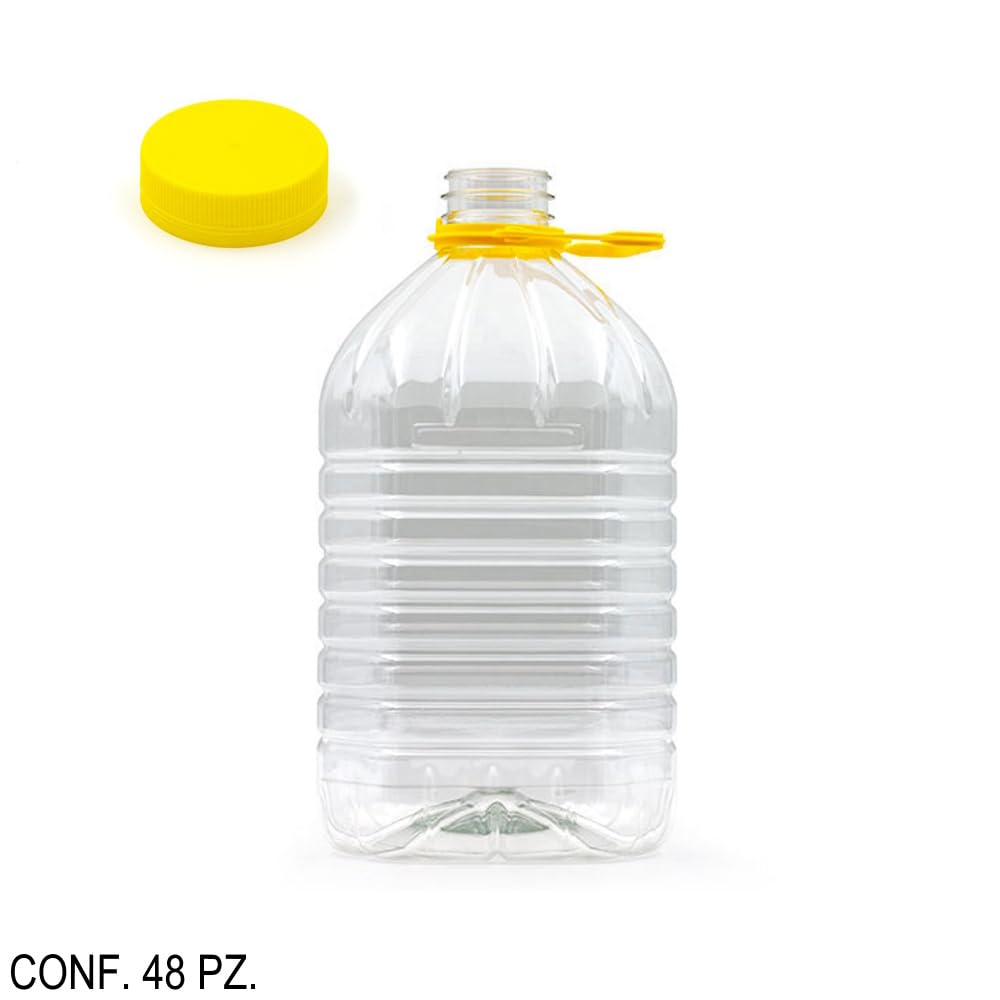 Generico 48 Pz CONTENITORE PET 5 Lt BOCCIONE DAMIGIANA TAPPO VITE AUTOSIGILLANTE PER VINO OLIO