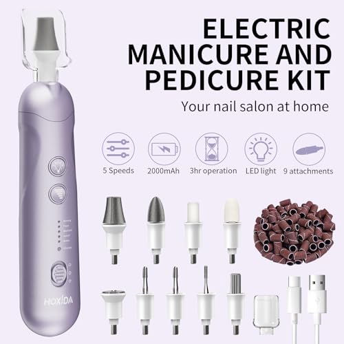 image for Hoxida Professional Manicure Pedicure Kit, Cordless Electric Nail File