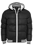 Urban Classics Hooded College Bubble Jacket, black, Grš§e S