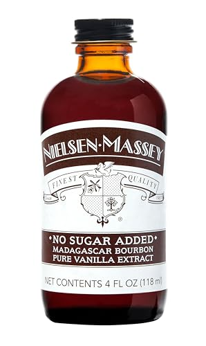 Nielsen-Massey No Sugar Added Madagascar Bourbon Pure Vanilla Extract for Baking and Cooking, 4 Ounce Bottle