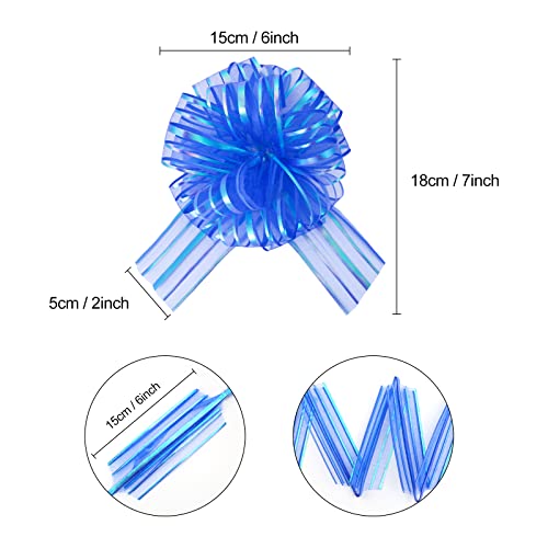 8 Pack Organza Pull Bow Gift Wrapping Bows, Multicolor Christmas Ribbon Pull Bows For Wedding Gift Baskets, Party Gift Wrap Bows, New Year Presents Decorating Bows 6 Inch Diameter #TOP1