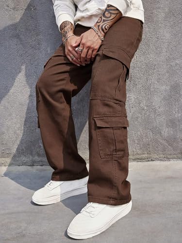 Image of URBAN POCKETS Jeans for Men | Denim Cargo Pants with Relaxed Fit & Utility Side Pockets (2-D-Pocket-U03-U05)