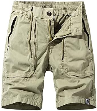 Mens Shorts 6 Inch Inseam 2023 Bermuda Shorts for Mens, 2023 Relaxed Fit Cargo Shorts Drawstring Button Beach Shorts Elastic Waist Comfy Hiking Shorts Cargo Pantalon Court Khaki