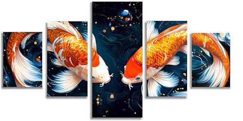 Diamond painting 5D poissons Mefooge 100x60cm decoration salon art orange