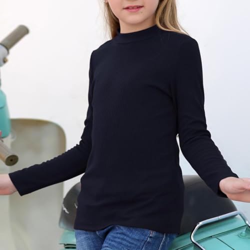 Girls' semi high Neck Long Sleeved Sweater, Comfortable and Versatile, Suitable for Outdoor School Daily wear4