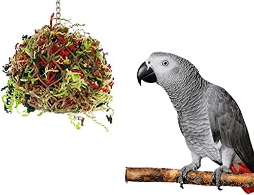 Sweet Feet and Beak Super Shredder Ball – Bird Cage Accessories to Keep Your Bird Busy Foraging for Hidden Treasures – Non-Toxic, Easy to Install Bird Foraging Toys for Large Sized Birds – 7 Inch