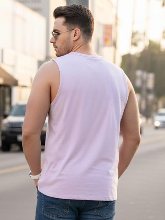 Image of Rigo Stylish Cotton Printed Vest for Men | Round Neck,Regular Fit, Sleeveless T-Shirt Vest for Men | Casual Innerwear Sando for Men & Boys - Perfect for Workouts Gym, Vacations, and Beaches