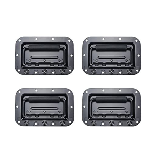 Tsnamay 6.34Inch Black Spring Loaded Handle Heavy Duty Handle for Toolbox Chest Case with Rubber Grip Surface Mounted(4 Pack)