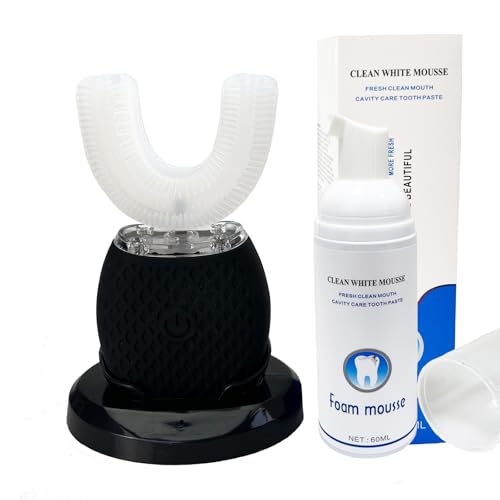 Quellsotty Brosse à dents ultrasonique automatique en forme de U, brosse à dents électrique à 360° pour adultes pour blanchiment des dents, brosse à dents ultrasonique rechargeable pour voyage, maison