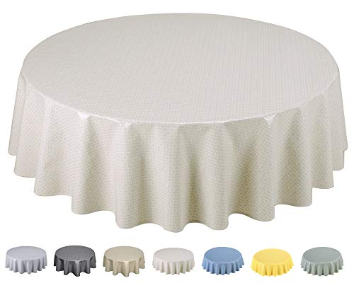 Home Direct Wachstuch Tischdecke Abwaschbar Rund 140cm Beige Cover