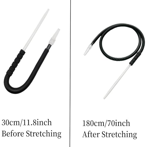 4 Pack KKDUCK Black Telescopic Hookah Hose With Glass Mouthpiece Handle – 11.8 Inch To 70 Inch Extendable Hookah Accessories Foam Handles With Hose Connector For Shisha - Image 3