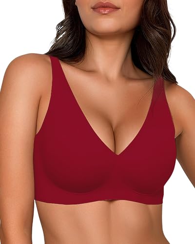 Image of Gailife Deep V Jelly Bras for Women No Underwire Wireless Seamless Push Up Bra Comfort Support Plunge Bralette Full Coverage