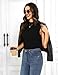 Imagen de Totatuit Tank Tops Mujer Elegante sin Mangas Camiseta Ajustada Cuello Medio Alto Top de Punto Sexy Versátil para Oficina o Fiesta Negro