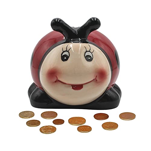 Dekohelden24 Tirelire en céramique en Forme de Coccinelle – Boîte d'économie – Dimensions (L x l x H) : env. 15 x 13 x 12 cm