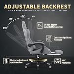 Gaming Chair, 400 lbs Adult Chair, High Back Computer Chair with Footrest and Linked Armrests, Office Video Game Chair with Lumbar Support (Grey) - Image 5