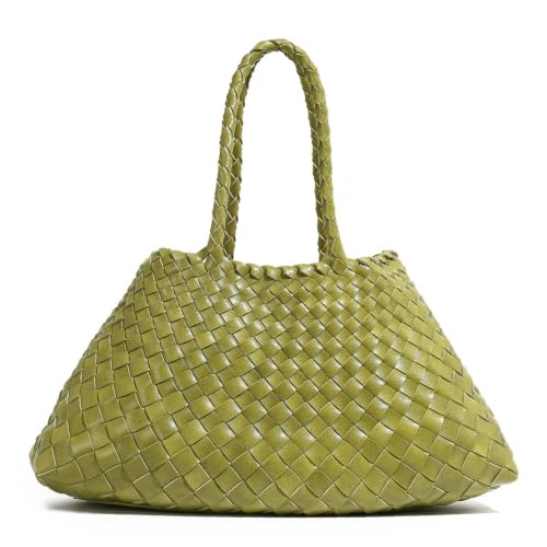 Image of Rejolly Basket Tote Bag for Women Woven PU Leather Shoulder Handbag Chic Purse