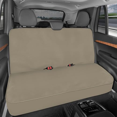 Image of Motor Trend AquaShield Waterproof Rear Bench Seat Covers for Cars, SUV, & Trucks Rear Seat Cover Only - Beige Car Seats Cover for Back Bench - Durable Neoprene Spill Resistant for Kids & Dogs